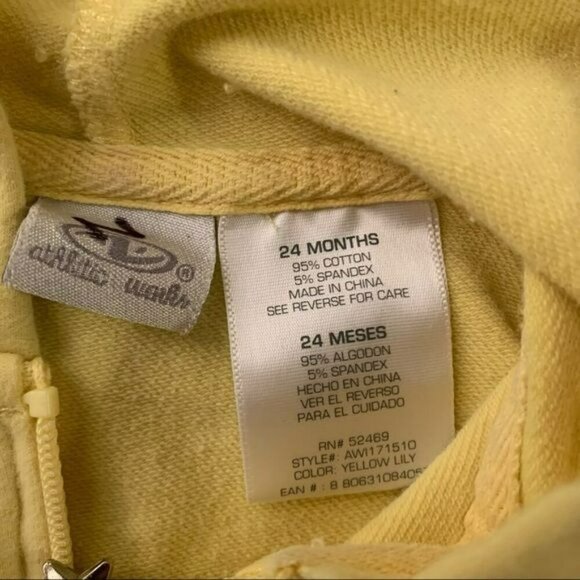 Girls athletic works yellow zip up hoodie with lightening bolts and stars - 24M - Picture 6 of 8